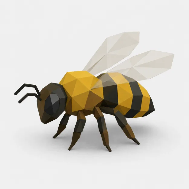 Mô hình chú ong Low Poly độc đáo cho người yêu thích in 3D - Image 1