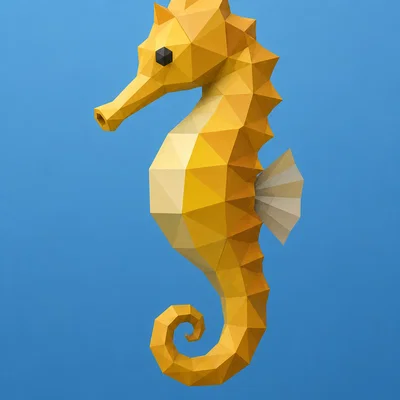 Mô hình cá ngựa Low Poly trang trí để bàn ấn tượng