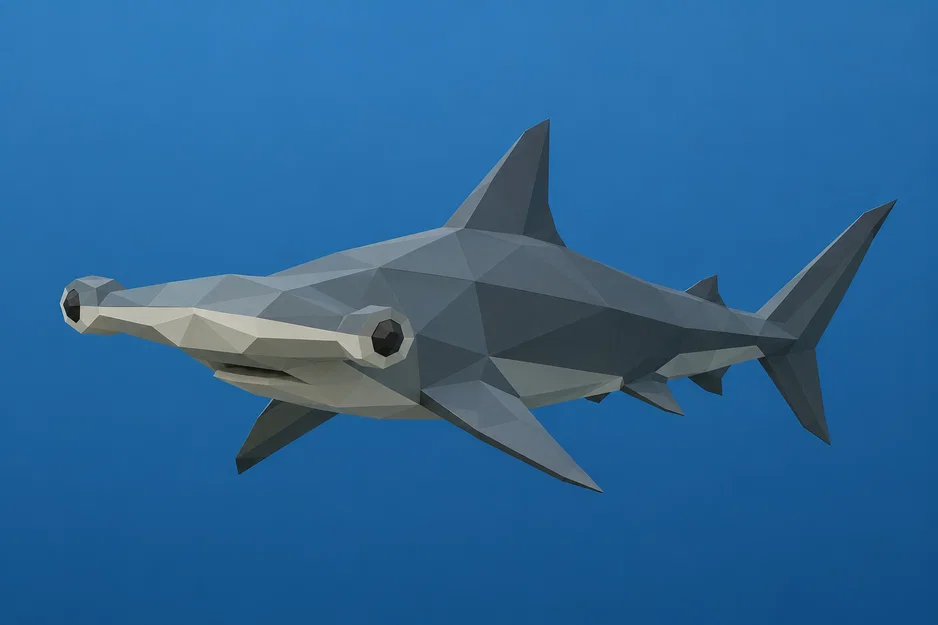 Mô hình cá mập đầu búa Low Poly - Thiết kế 3D độc đáo - Image 1