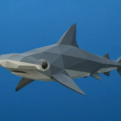 Mô hình cá mập đầu búa Low Poly - Thiết kế 3D độc đáo