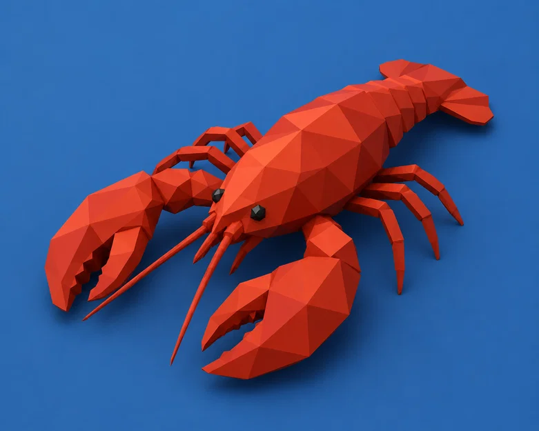 Mô hình tôm hùm Low Poly trang trí in 3D ấn tượng - Image 1
