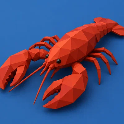 Mô hình tôm hùm Low Poly trang trí in 3D ấn tượng