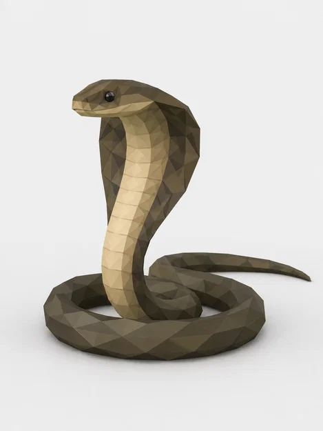 Mô hình in 3D Rắn hổ mang Low Poly độc đáo cho góc làm việc - Image 1