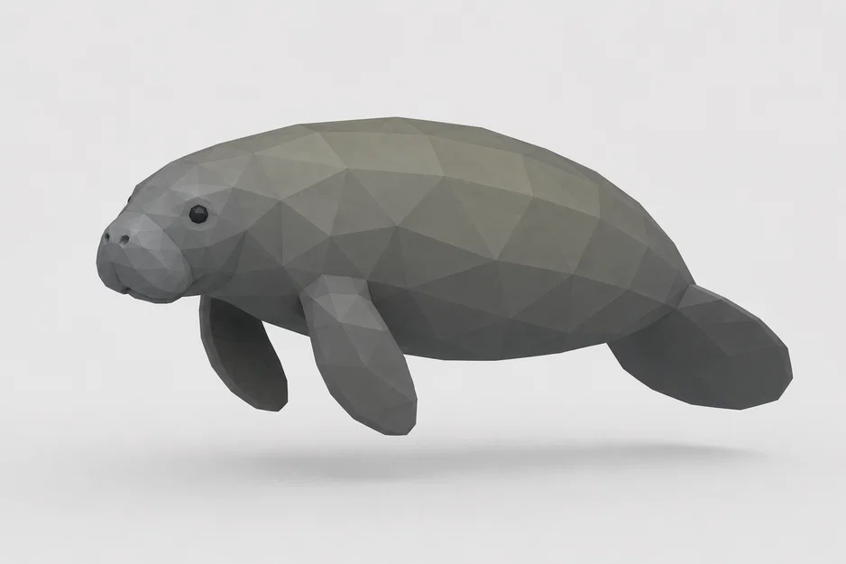 Mô hình chú lợn biển Manatee phong cách Low Poly độc đáo - Image 1