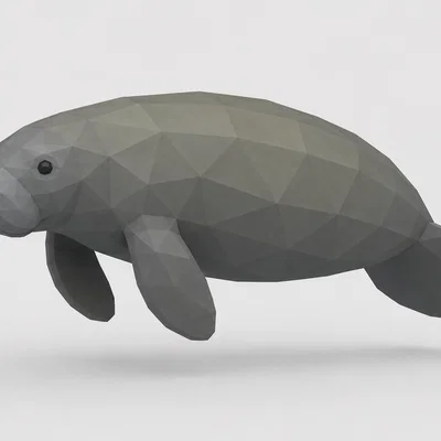 Mô hình chú lợn biển Manatee phong cách Low Poly độc đáo