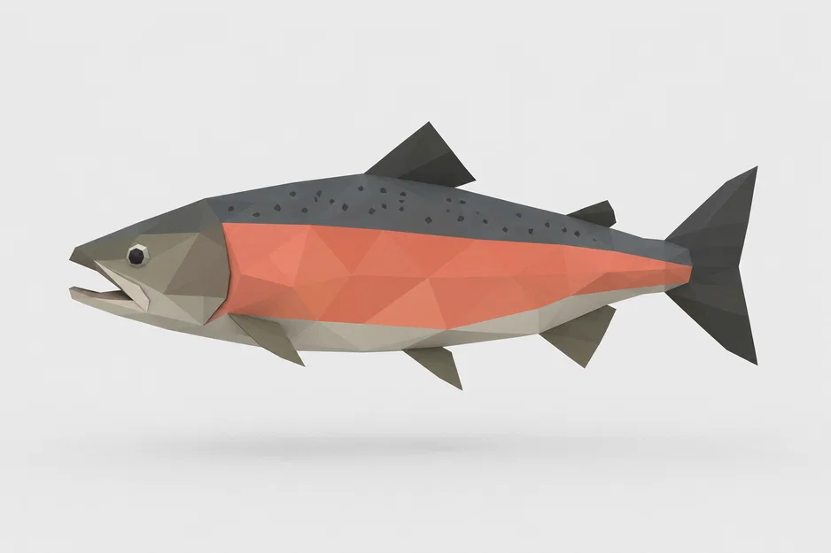 Mô hình cá hồi Low Poly ấn tượng - File in 3D đẹp mắt - Image 1