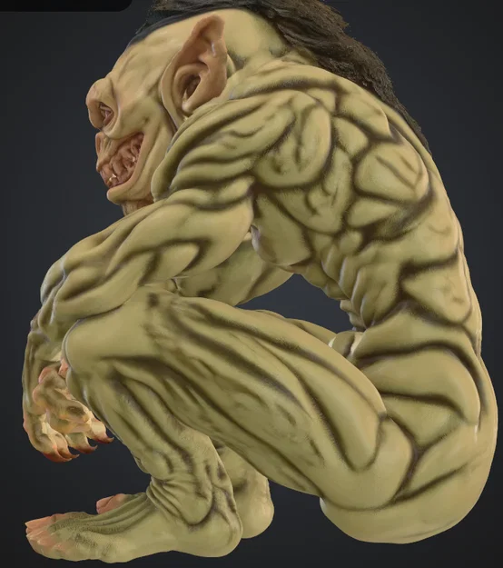 Mô hình Orc ngồi đầy chi tiết (Orc unbekleidet sitzend) in 3D - Image 2
