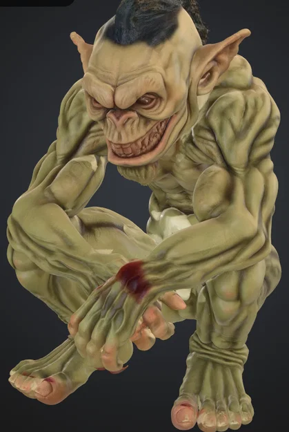 Mô hình Orc ngồi đầy chi tiết (Orc unbekleidet sitzend) in 3D - Image 3