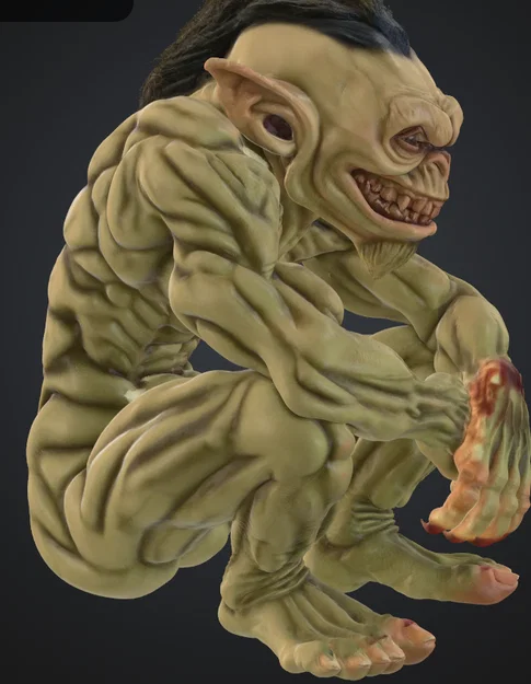 Mô hình Orc ngồi đầy chi tiết (Orc unbekleidet sitzend) in 3D - Image 4