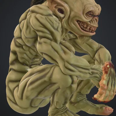 Mô hình Orc ngồi đầy chi tiết (Orc unbekleidet sitzend) in 3D