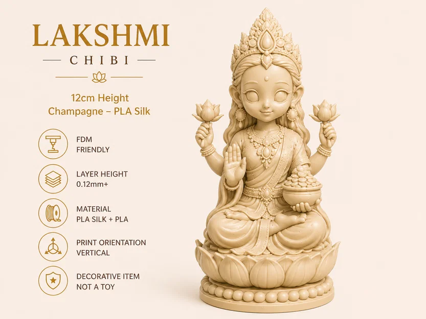 Lakshmi Chibi-style - Tượng Nữ Thần Thịnh Vượng (In 3D) - Image 1