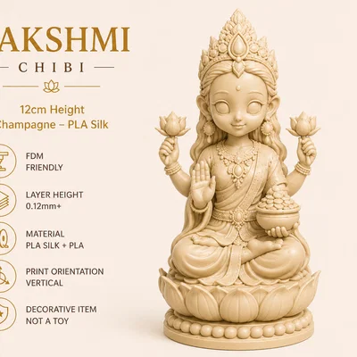 Lakshmi Chibi-style - Tượng Nữ Thần Thịnh Vượng (In 3D)