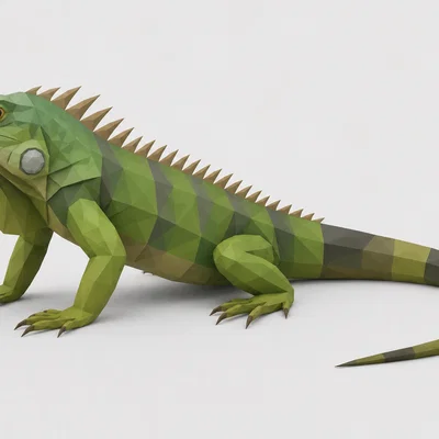 Mô hình chú tắc kè hoa Iguana phong cách Low Poly độc đáo