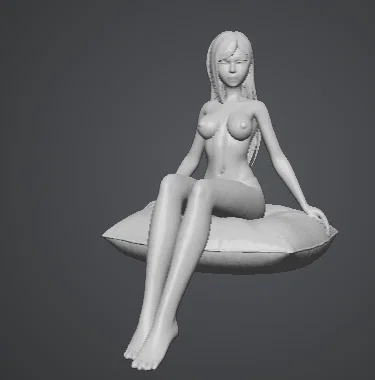 Mô hình 3D nhân vật nữ thư giãn trên gối cực đẹp - Image 1