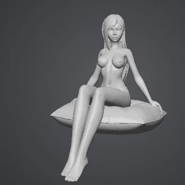 Mô hình 3D nhân vật nữ thư giãn trên gối cực đẹp