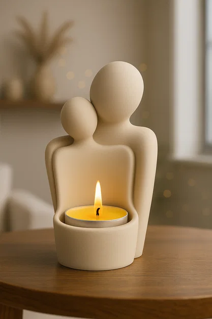 Mẫu STL Nến Hình Cặp Đôi Trừu Tượng | Tác Phẩm Điêu Khắc Tình Yêu Hiện Đại - Image 1