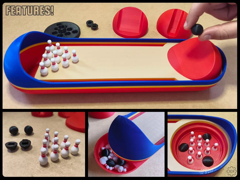 Mô hình Bowling Pins 3D mini để bàn cực đẹp và dễ in - Image 2