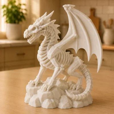 Mô hình Rồng con trên bệ đá (White Wyrmling Dragon on Rock Base)