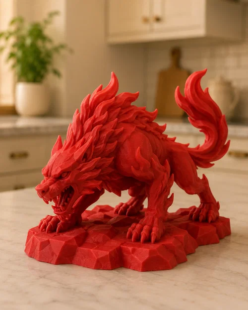 Mô hình sói Dire Wolf trên đế đá - Image 1