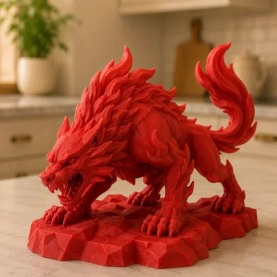 Mô hình sói Dire Wolf trên đế đá
