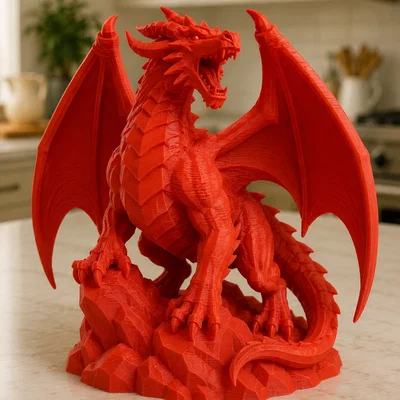 Rồng đỏ Wyrm trên đế núi lửa