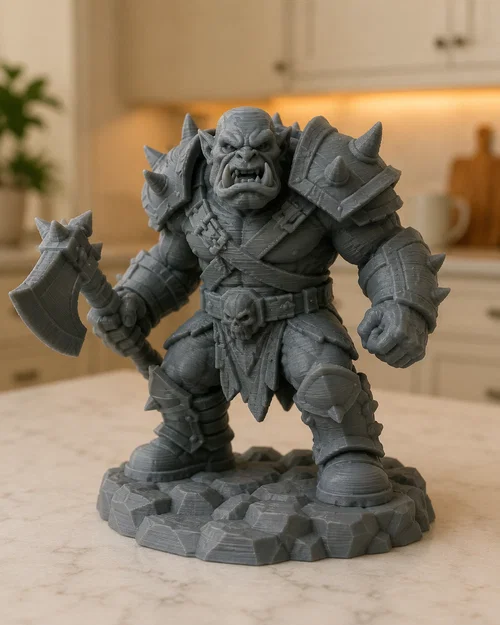 Chiến tướng Orc mặc giáp cầm rìu (Armored Orc Warlord with Axe) - Image 1