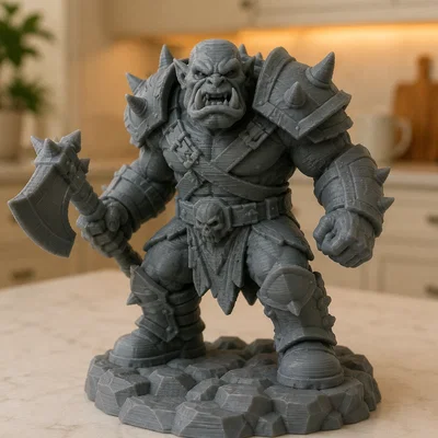 Chiến tướng Orc mặc giáp cầm rìu (Armored Orc Warlord with Axe)