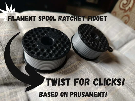 Móc khóa Fidget Ratchet mô phỏng cuộn nhựa in 3D - Image 1