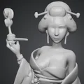 Mô hình Geisha hút thuốc 3D (Geisha che fuma) cực độc đáo - Thumbnail 2