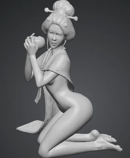 Mô hình Geisha cầm trái táo 3D nghệ thuật (Geisha con mela) - Image 2