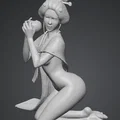 Mô hình Geisha cầm trái táo 3D nghệ thuật (Geisha con mela) - Thumbnail 2