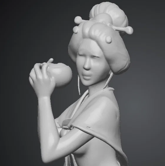 Mô hình Geisha cầm trái táo 3D nghệ thuật (Geisha con mela) - Image 3