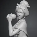 Mô hình Geisha cầm trái táo 3D nghệ thuật (Geisha con mela) - Thumbnail 3