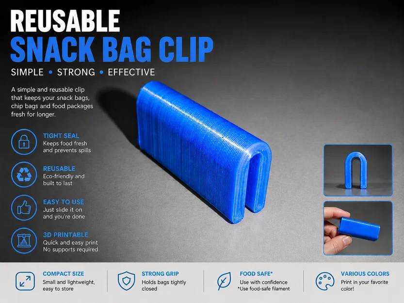 Kẹp túi thực phẩm (Snack Bag Clip) in 3D - Tiện dụng và bền bỉ - Image 1