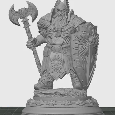 Mô hình 3D Dwarf Paladin - Chiến binh Lùn dũng mãnh cho Tabletop