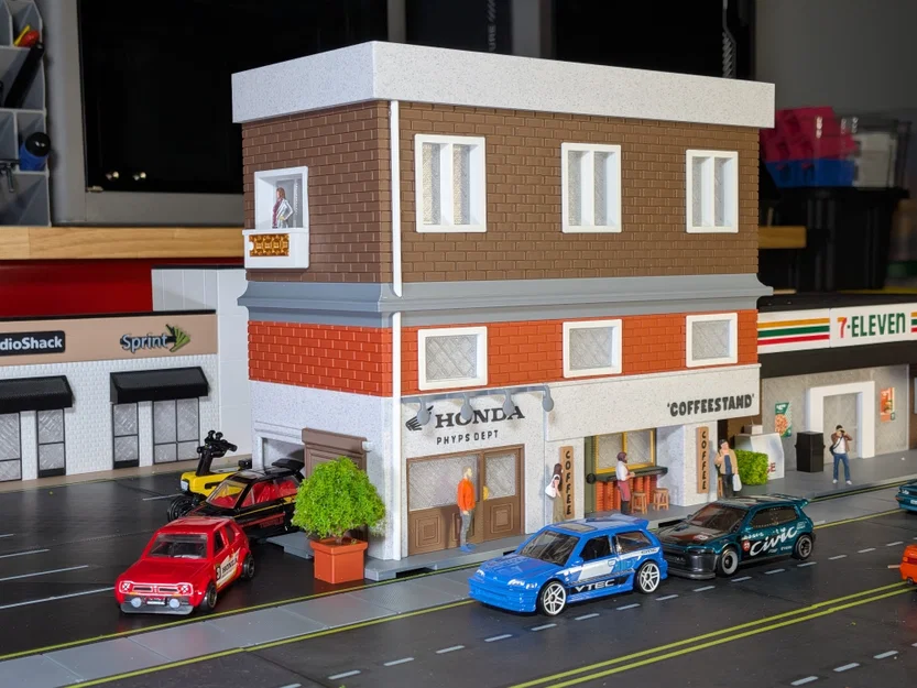 Bộ Mô Hình Tòa Nhà Phố - Cửa Hàng Xe Máy & Quầy Cà Phê - Tỉ Lệ 1:64 - Image 2