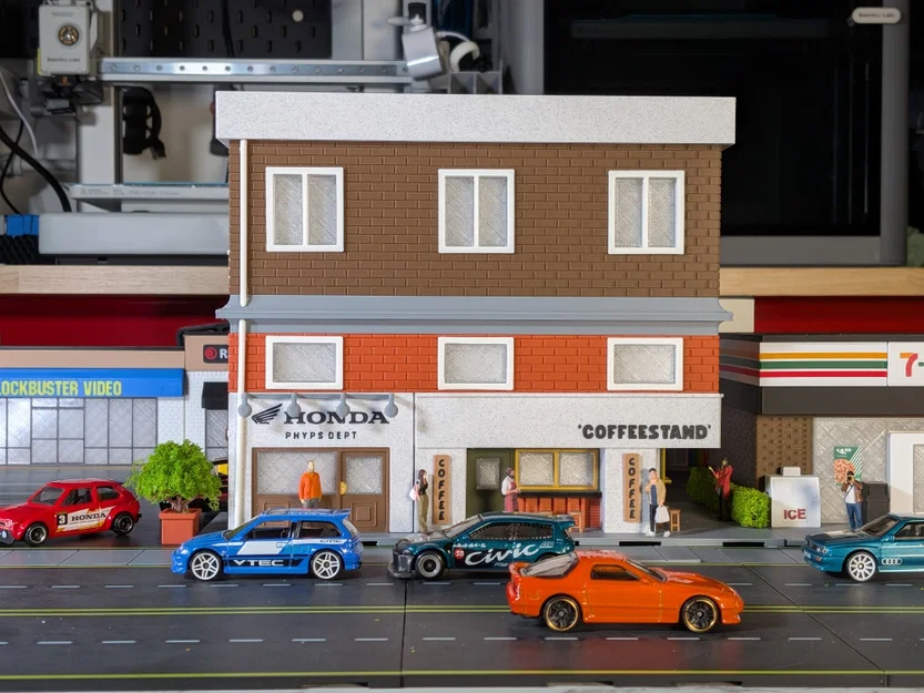 Bộ Mô Hình Tòa Nhà Phố - Cửa Hàng Xe Máy & Quầy Cà Phê - Tỉ Lệ 1:64 - Image 3
