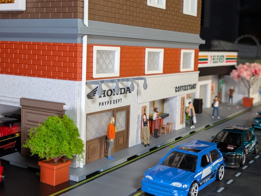 Bộ Mô Hình Tòa Nhà Phố - Cửa Hàng Xe Máy & Quầy Cà Phê - Tỉ Lệ 1:64 - Image 5