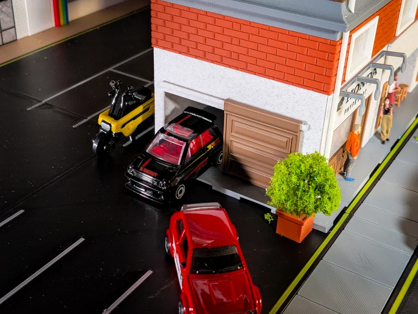Bộ Mô Hình Tòa Nhà Phố - Cửa Hàng Xe Máy & Quầy Cà Phê - Tỉ Lệ 1:64 - Image 11