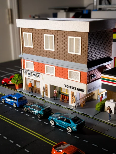 Bộ Mô Hình Tòa Nhà Phố - Cửa Hàng Xe Máy & Quầy Cà Phê - Tỉ Lệ 1:64 - Image 13