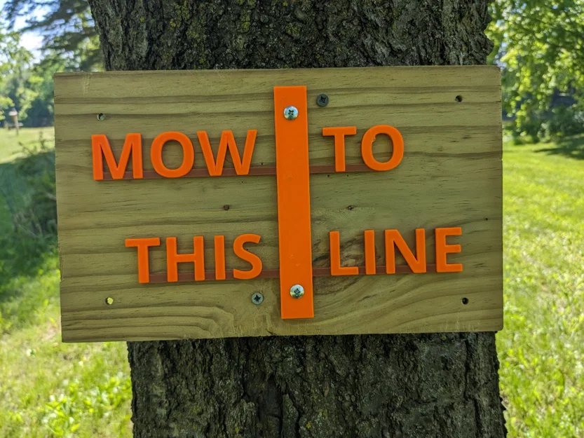 Bảng hiệu: Đánh dấu đường ranh giới cắt cỏ (MOW TO THIS LINE) - Image 1