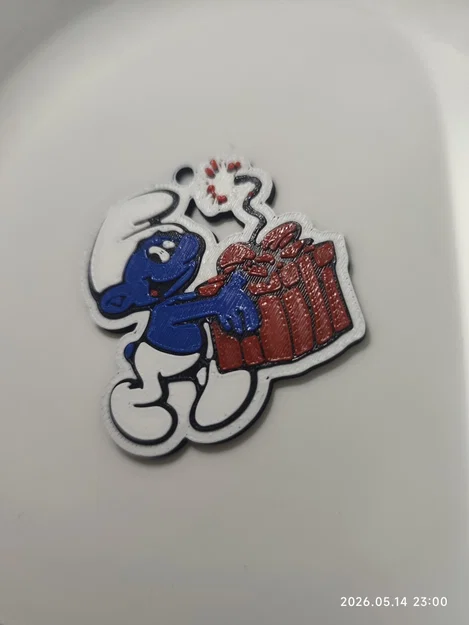Móc khóa 3D hình chú Xì Trum Jokey Smurf dễ thương - Image 1