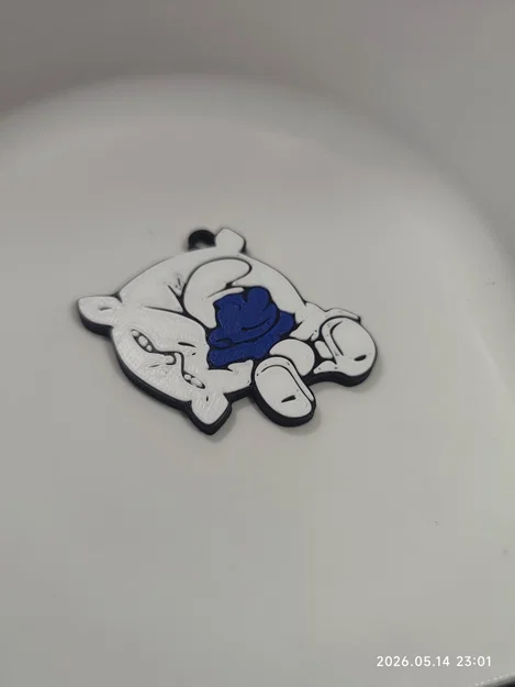 Móc khóa Smurf đang ngủ (Sleepy Smurf) dễ thương cho fan hoạt hình - Image 1