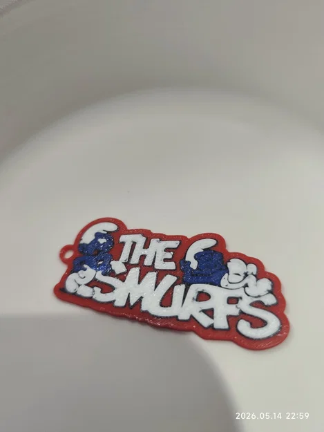 Móc khóa logo The Smurfs in 3D dễ thương cho fan nhí - Image 1