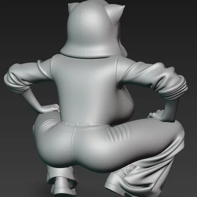 Mô hình nhân vật Girl with Kitty Hoodie - File in 3D ấn tượng