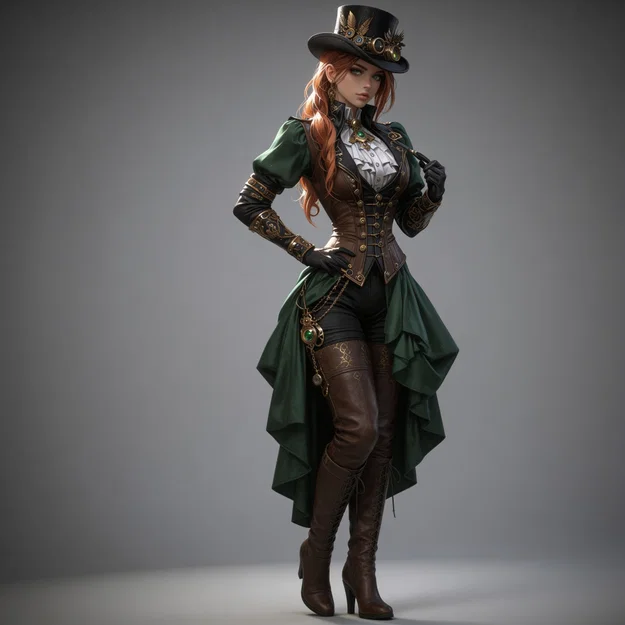 Mô hình 3D Steampunk Lady 1 - Thiết kế quý cô steampunk tinh xảo - Image 1