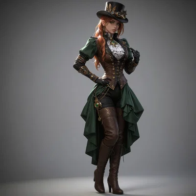 Mô hình 3D Steampunk Lady 1 - Thiết kế quý cô steampunk tinh xảo