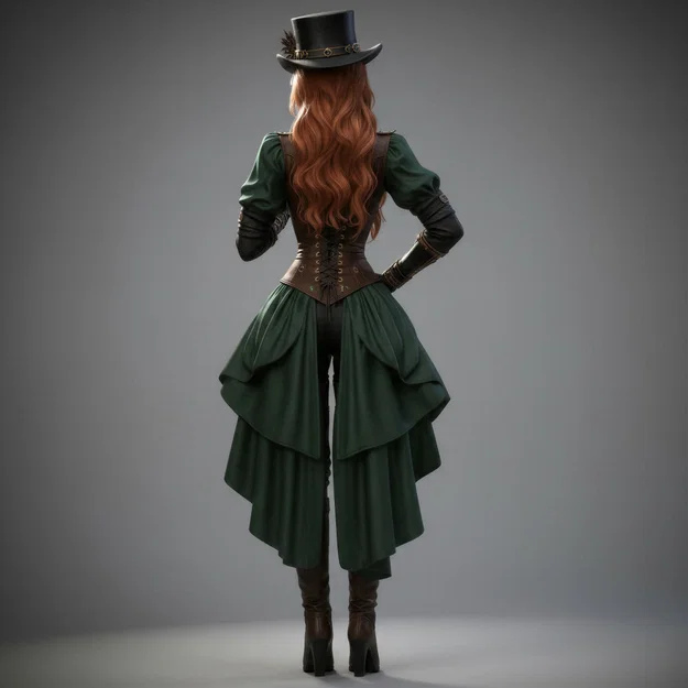 Mô hình 3D Steampunk Lady 1 - Thiết kế quý cô steampunk tinh xảo - Image 2