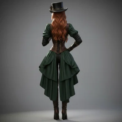 Mô hình 3D Steampunk Lady 1 - Thiết kế quý cô steampunk tinh xảo