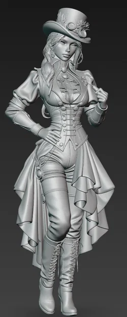 Mô hình 3D Steampunk Lady 1 - Thiết kế quý cô steampunk tinh xảo - Image 3